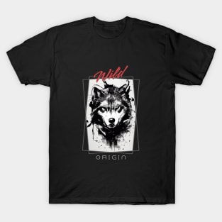 Wolf Wild Nature Free Spirit Art Brush Painting T-Shirt